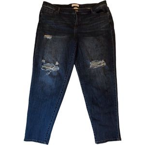 Lane Bryant boyfriend stretchy distressed denim jeans.18. Dark wash, comfortable